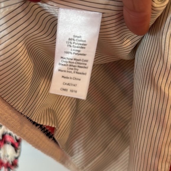 Talbots White & Pink Zip Up Fringe Jacket Like New - Picture 6 of 9